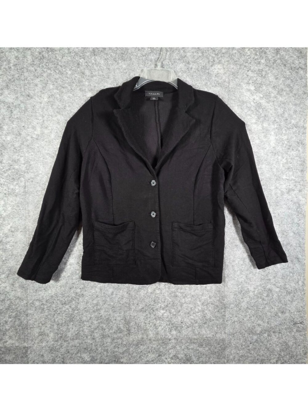 Tahari Women's Blazer  Lapel Collar Button Pockets Blazer Gray Size 1X Casual